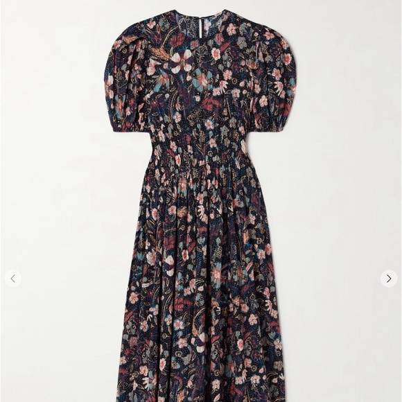 Ulla Johnson [ 2] Eden Floral Puff Sleeve Cotton Blend Midi Dress Q901 - Picture 2 of 6
